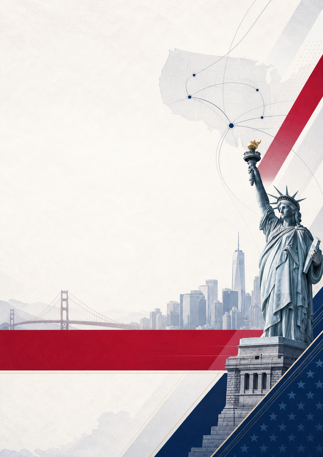 Capa do e-book Sonho Americano com mapa dos Estados Unidos, cidades e Estátua da Liberdade